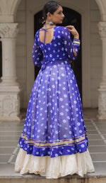 Magnetic Blue Color Georgette Fabric Designer Kurti With Skirt
