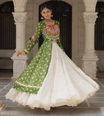 Magnetic Green Color Georgette Fabric Designer Kurti With Skirt
