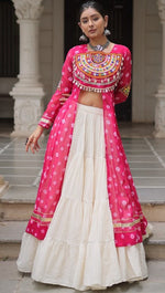 Magnetic Pink Color Georgette Fabric Designer Kurti With Skirt