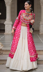 Magnetic Pink Color Georgette Fabric Designer Kurti With Skirt