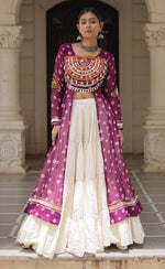 Magnetic Wine Color Georgette Fabric Designer Kurti With Skirt