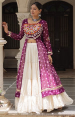 Magnetic Wine Color Georgette Fabric Designer Kurti With Skirt