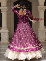Magnetic Wine Color Georgette Fabric Designer Kurti With Skirt