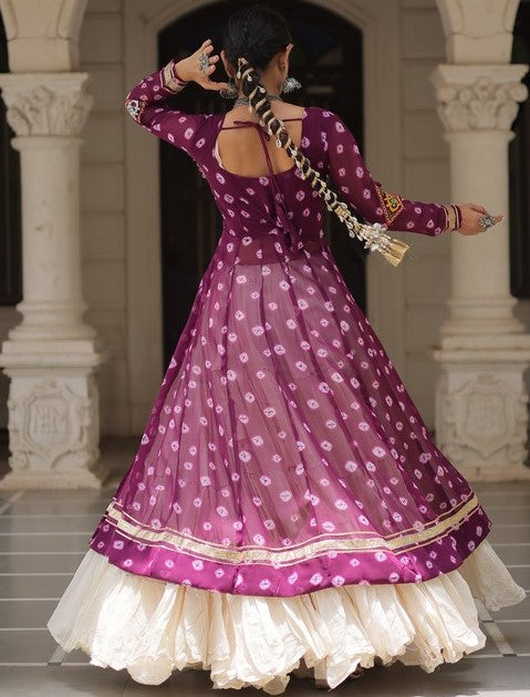 Magnetic Wine Color Georgette Fabric Designer Kurti With Skirt