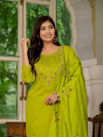 Amazing Green Color Silk Fabric Designer Suit
