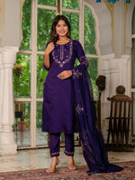 Amazing Voilet Color Silk Fabric Designer Suit