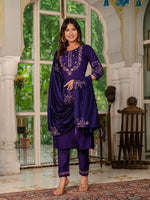 Amazing Voilet Color Silk Fabric Designer Suit