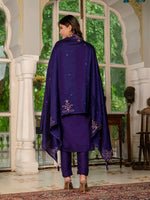 Amazing Voilet Color Silk Fabric Designer Suit