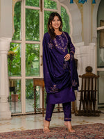 Amazing Voilet Color Silk Fabric Designer Suit