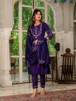 Amazing Voilet Color Silk Fabric Designer Suit
