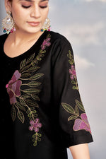Amazing Black Color Rayon Fabric Cord Set