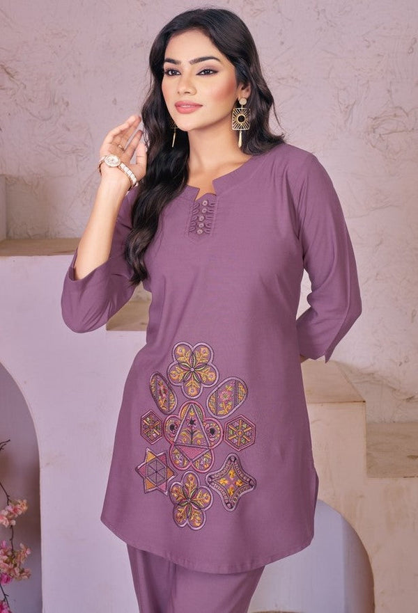 Dazzling Purple Color Rayon Fabric Cord Set