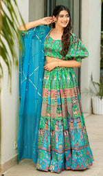 Lovely Turquoise Color Silk Fabric Designer Lehenga