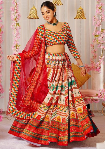 Lovely Multi Color Silk Fabric Designer Lehenga