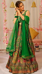 Lovely Green Color Silk Fabric Designer Lehenga