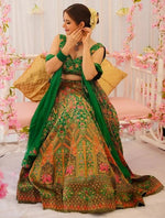 Lovely Green Color Silk Fabric Designer Lehenga