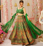 Lovely Green Color Silk Fabric Designer Lehenga