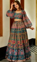 Lovely Turquoise Color Silk Fabric Designer Lehenga