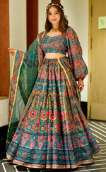 Lovely Turquoise Color Silk Fabric Designer Lehenga