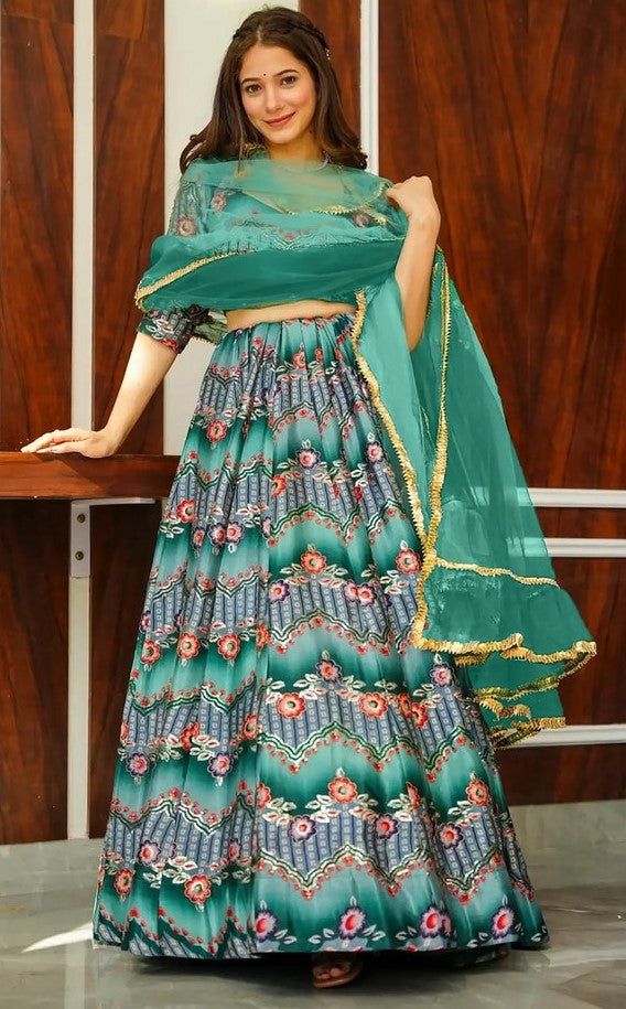 Lovely Grey Color Silk Fabric Designer Lehenga