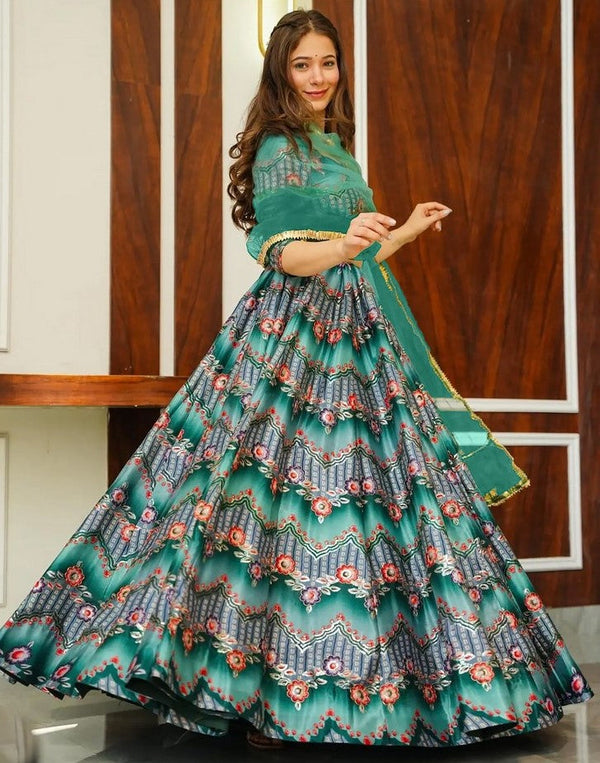 Lovely Grey Color Silk Fabric Designer Lehenga