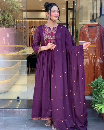 Pretty Purple Color Viscose Fabric Designer Suit