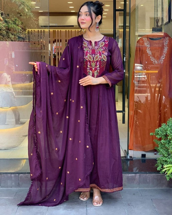 Pretty Purple Color Viscose Fabric Designer Suit