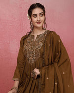 Pretty Brown Color Viscose Fabric Designer Suit