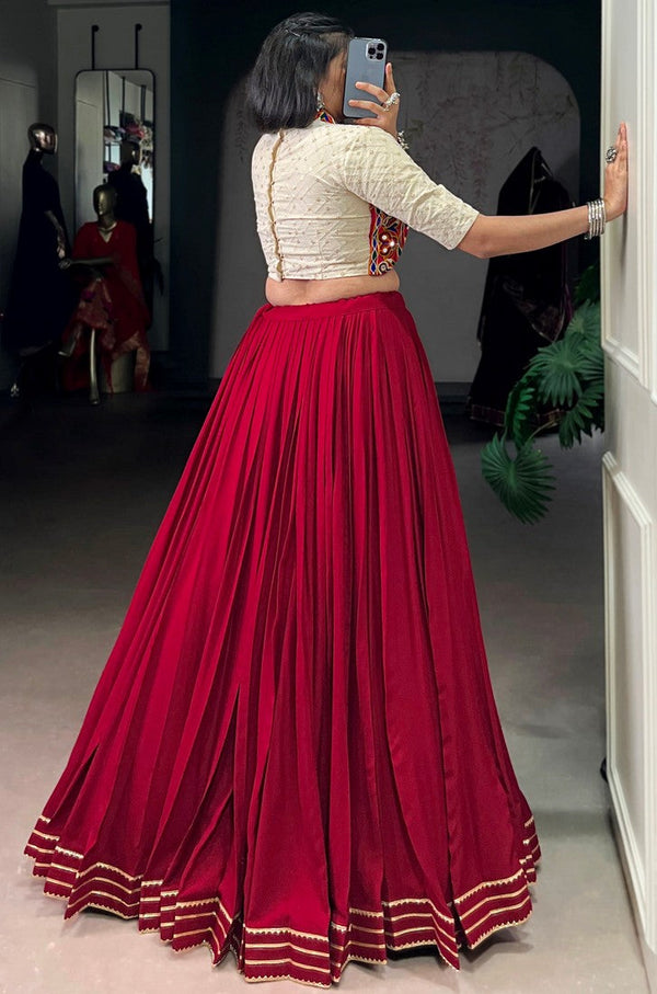 Magnetic Maroon Color Rayon Fabric Designer Lehenga