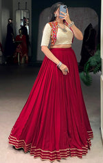 Magnetic Maroon Color Rayon Fabric Designer Lehenga
