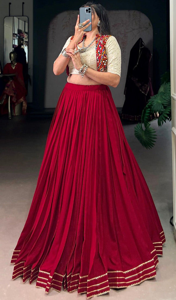 Magnetic Maroon Color Rayon Fabric Designer Lehenga