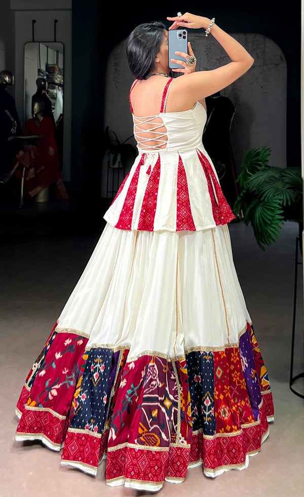 Magnetic Cream Color Rayon Fabric Designer Lehenga