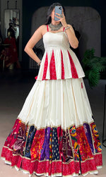 Magnetic Cream Color Rayon Fabric Designer Lehenga