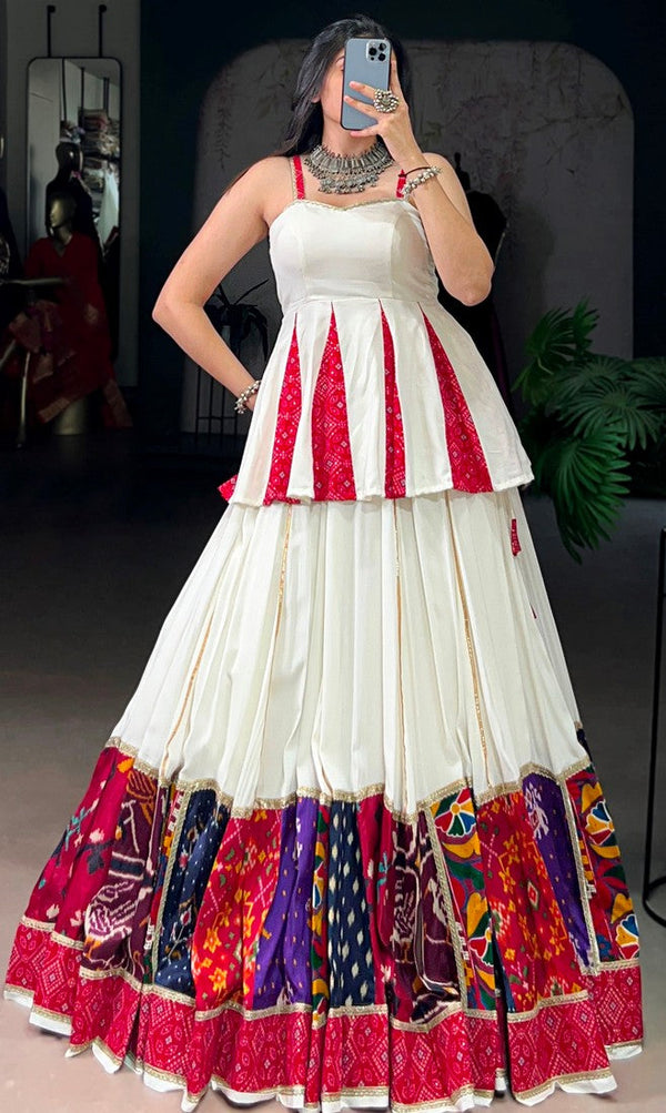 Magnetic Cream Color Rayon Fabric Designer Lehenga
