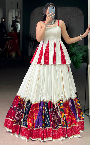 Magnetic Cream Color Rayon Fabric Designer Lehenga