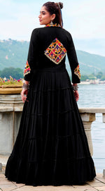 Magnetic Black Color Rayon Fabric Designer Lehenga