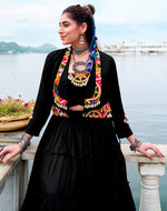 Magnetic Black Color Rayon Fabric Designer Lehenga