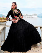 Magnetic Black Color Rayon Fabric Designer Lehenga