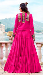 Magnetic Pink Color Rayon Fabric Designer Lehenga