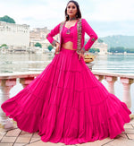 Magnetic Pink Color Rayon Fabric Designer Lehenga