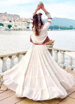 Magnetic White Color Rayon Fabric Designer Lehenga