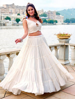 Magnetic White Color Rayon Fabric Designer Lehenga