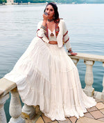 Magnetic White Color Rayon Fabric Designer Lehenga