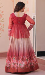 Magnetic Red Color Cosmos Fabric Party Wear Lehenga
