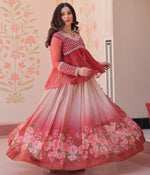 Magnetic Red Color Cosmos Fabric Party Wear Lehenga
