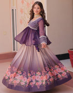 Magnetic Purple Color Cosmos Fabric Party Wear Lehenga
