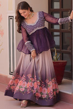 Magnetic Purple Color Cosmos Fabric Party Wear Lehenga