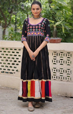 Striking Black Color Rayon Fabric Gown