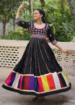 Striking Black Color Rayon Fabric Gown
