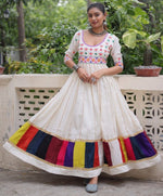 Striking White Color Rayon Fabric Gown